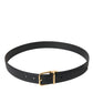 Dolce & Gabbana Black Calf Leather Gold Metal Buckle Belt