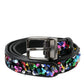 Dolce & Gabbana Black Sequined Silver Metal Buckle Women Belt