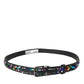 Dolce & Gabbana Black Sequined Silver Metal Buckle Women Belt