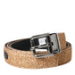 Dolce & Gabbana Gold Glitter Leather Silver Metal Buckle Belt