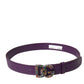 Dolce & Gabbana Purple Leather DG Logo Studs Metal Buckle Belt