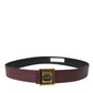 Dolce & Gabbana Burgundy Leather Square Metal Buckle Belt