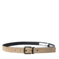 Dolce & Gabbana Beige Suede Leather Silver Metal Buckle Belt