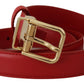 Dolce & Gabbana Red Calfskin Leather Gold Metal Buckle Belt