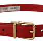 Dolce & Gabbana Red Calfskin Leather Gold Metal Buckle Belt