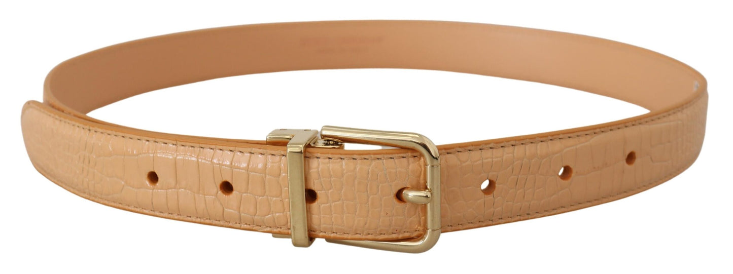 Dolce & Gabbana Beige Exotic Leather Gold Metal Buckle Belt