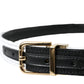 Dolce & Gabbana Black White Patchwork Gold Metal Buckle Belt