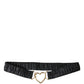 Dolce & Gabbana Black Leather Gold Heart Metal Buckle Belt