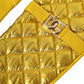 Dolce & Gabbana Gold Leather Quilted Mid Arm Length Gloves