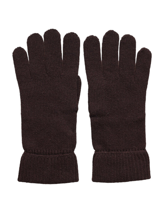 Dolce & Gabbana Brown Wool Knitted Wrist Length Gloves