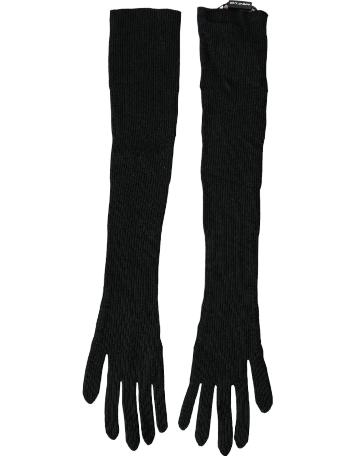 Dolce & Gabbana Black Cashmere Knitted Elbow Length Gloves