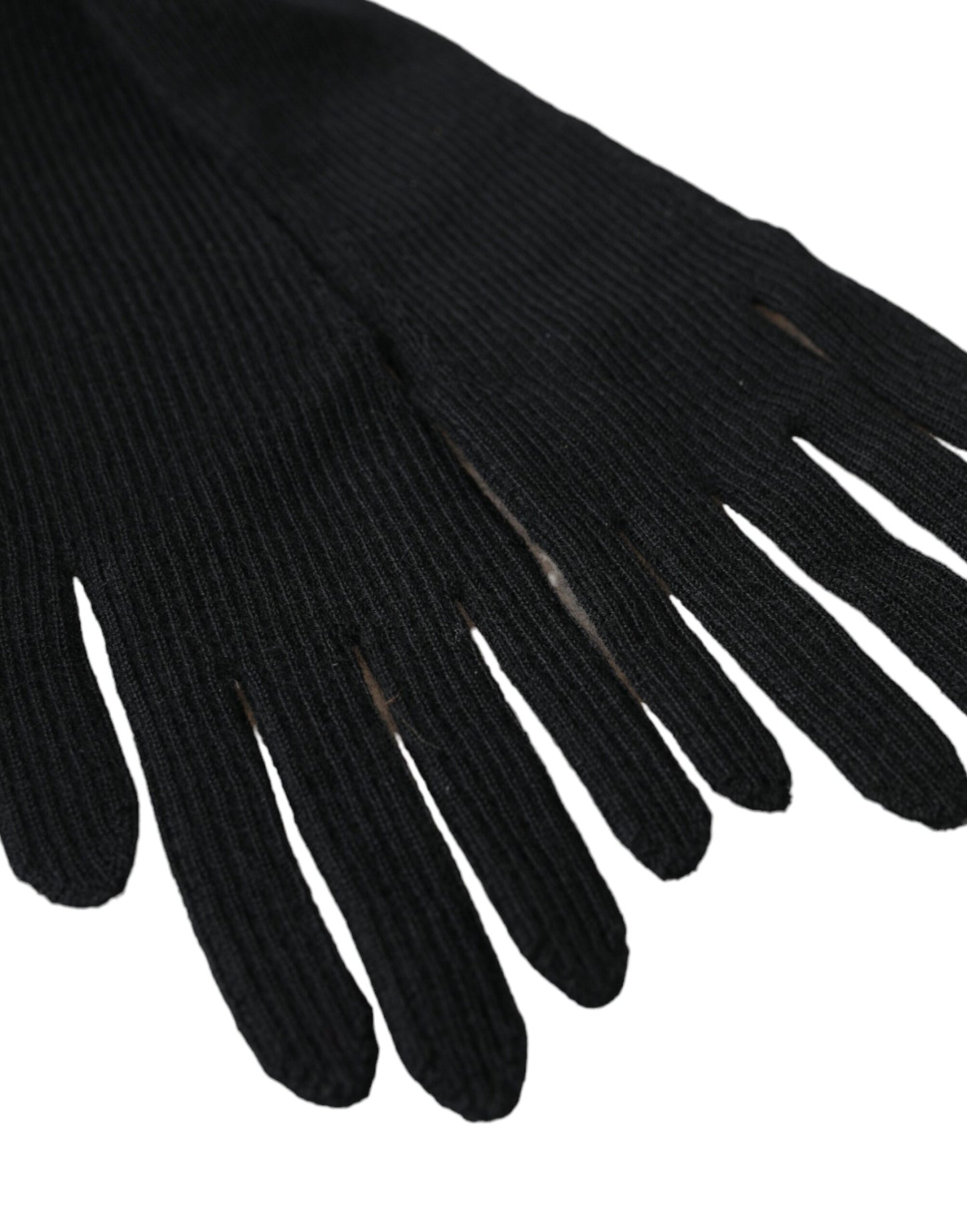 Dolce & Gabbana Black Cashmere Knitted Elbow Length Gloves