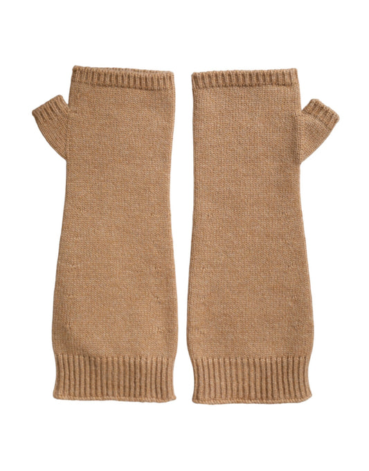 Dolce & Gabbana Brown Cashmere Knitted Finger Less Gloves