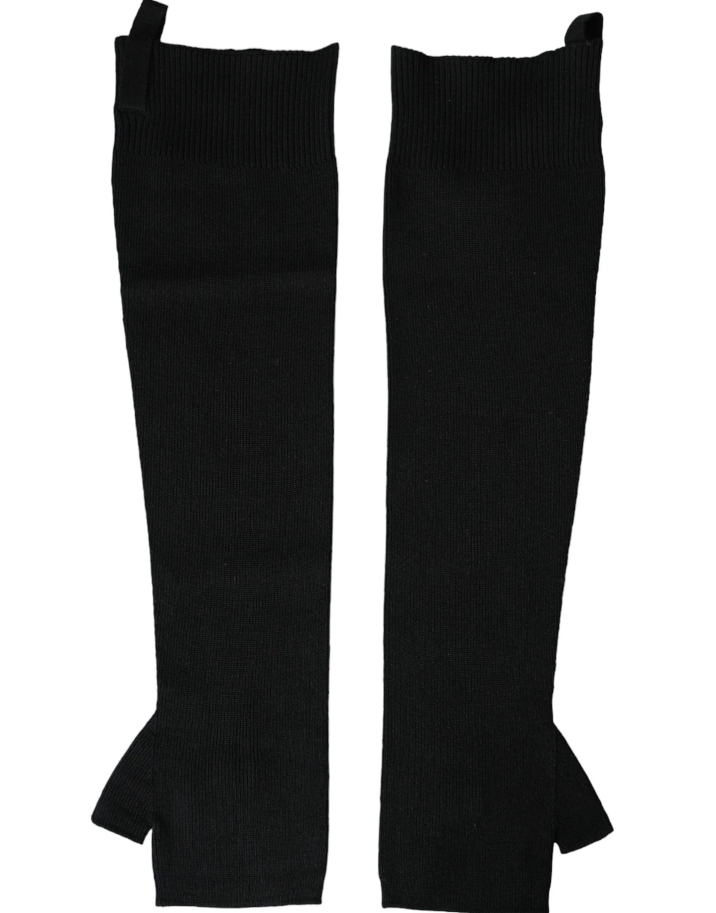 Dolce & Gabbana Black Wool Knitted Logo Finger Less Gloves