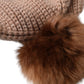 Dolce & Gabbana Brown Solid Knitted Fur Ball Winter Beanie Hat