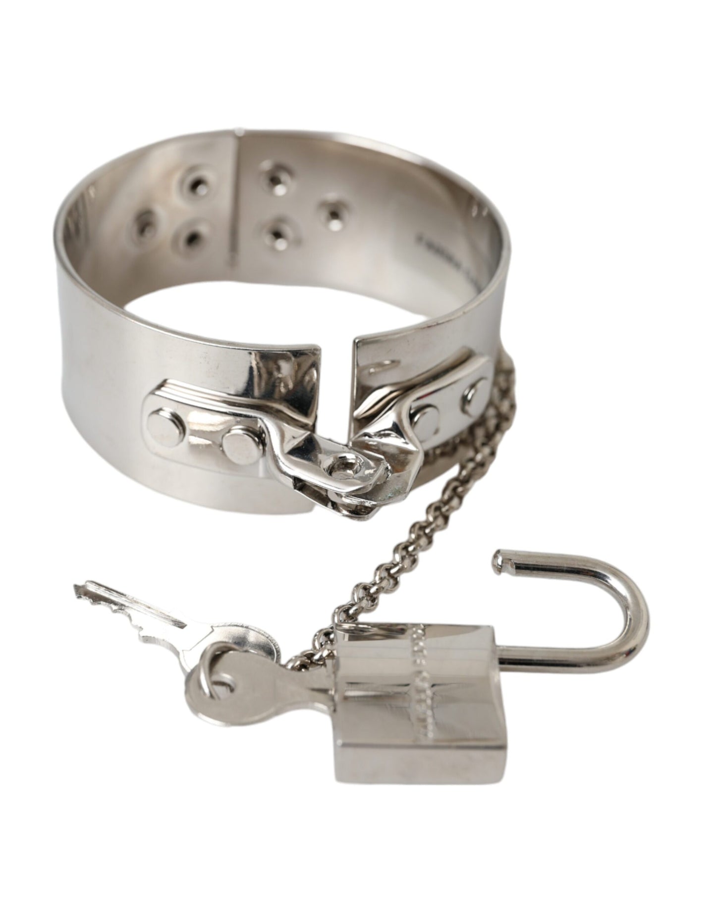 Dolce & Gabbana Silver Metal Brass 1999 Bondage Handcuff Runway Bracelet