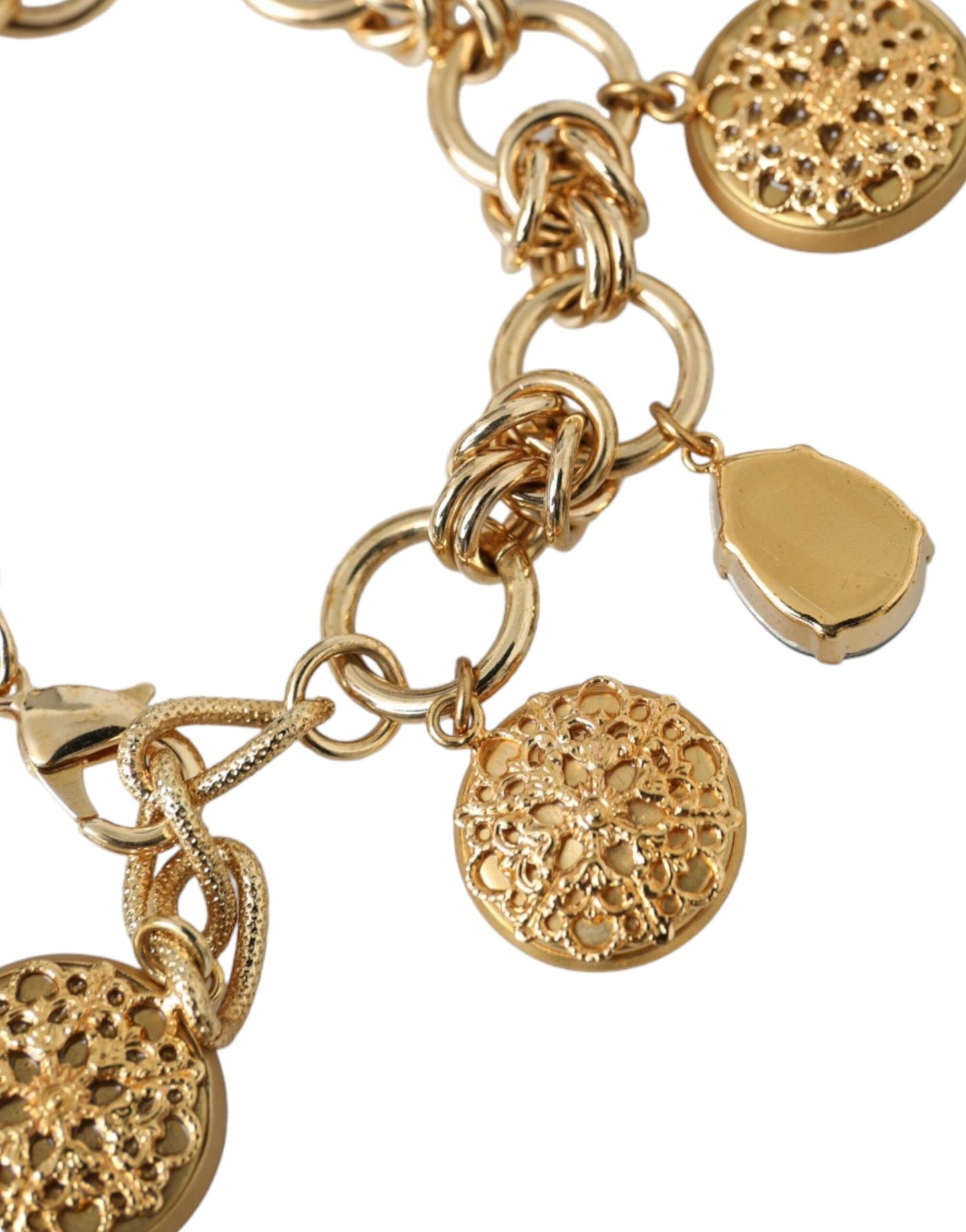 Dolce & Gabbana Gold Tone Brass Chain Crystal Women Bracelet