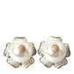 Dolce & Gabbana Gold Tone Maxi Faux Pearl Floral Clip-on Jewelry Earrings