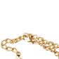 Dolce & Gabbana Gold Brass Chain Sacred Heart Crystal Charm Necklace