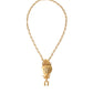 Dolce & Gabbana Gold Brass Chain Sacred Heart Crystal Charm Necklace