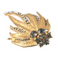 Dolce & Gabbana Gold Brass Leaf Crystal Embellished Brooch Pin