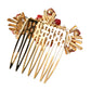 Dolce & Gabbana Gold Brass Crystal Heart Floral Hair Comb