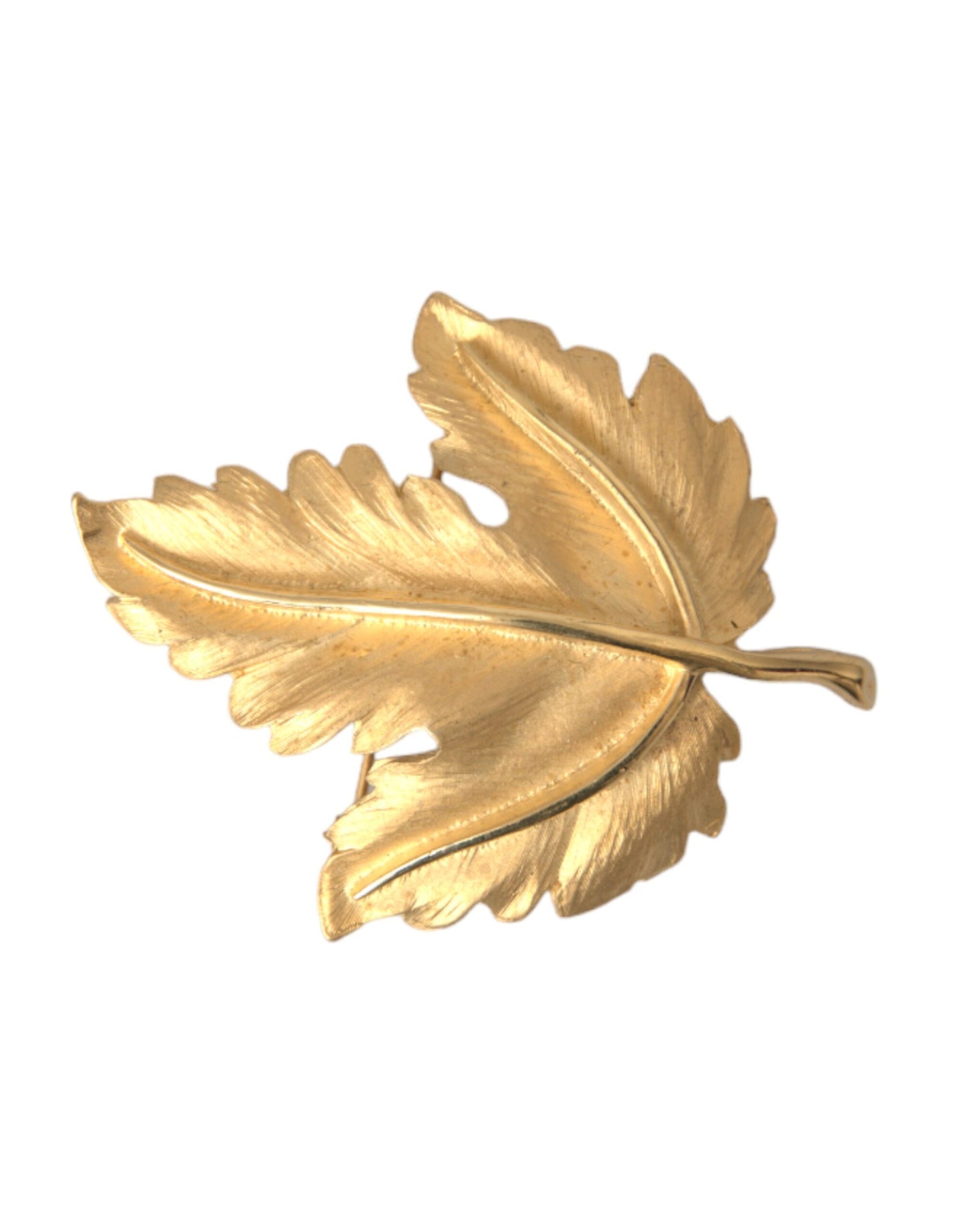 Dolce & Gabbana Gold Brass Leaf Embellished Women Brooch Pin