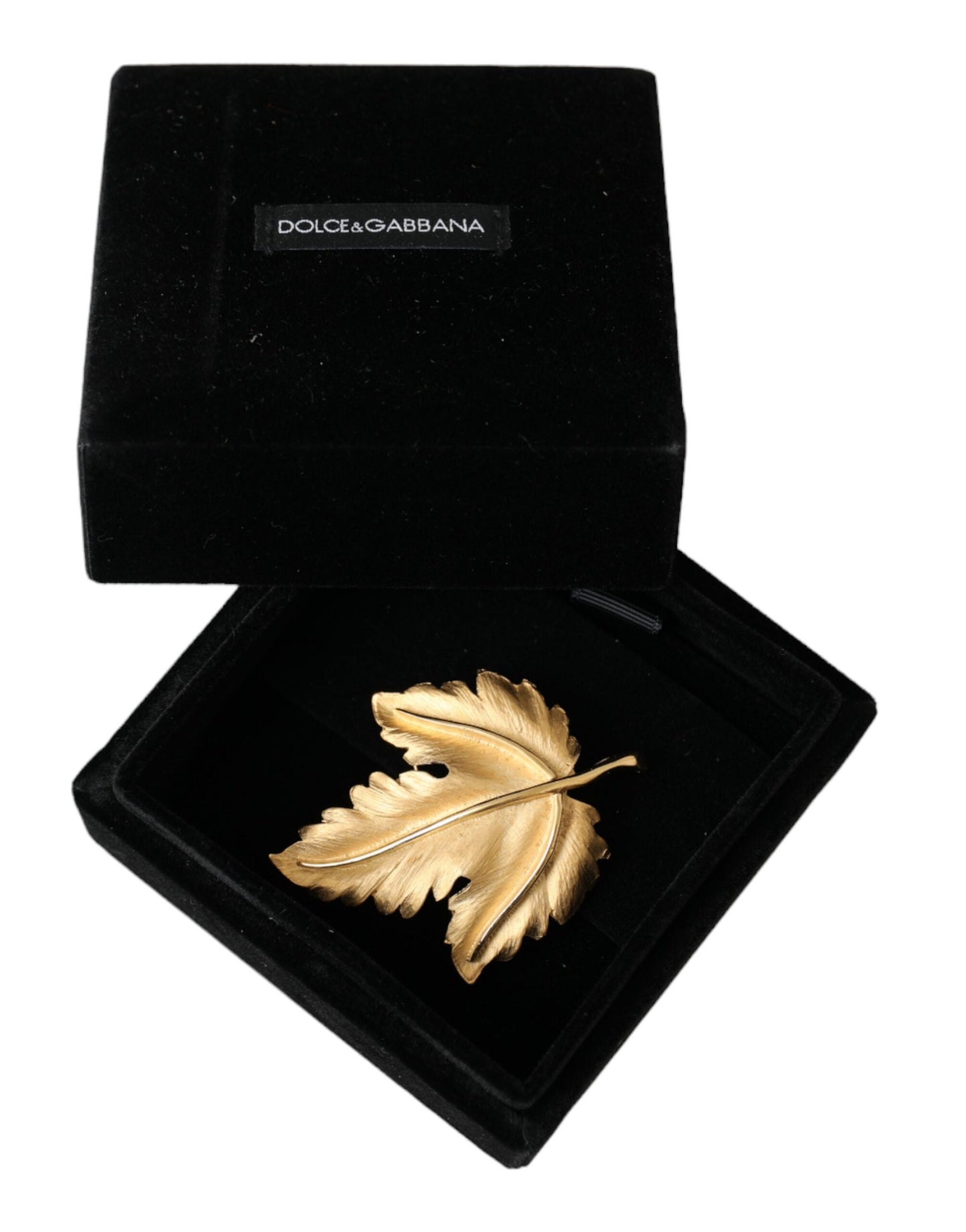 Dolce & Gabbana Gold Brass Leaf Embellished Women Brooch Pin