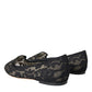 Dolce & Gabbana Black Floral Taormina Lace Loafer Flat Shoes