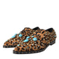 Dolce & Gabbana Brown Leopard Hair Crystal Dress Broque Shoes