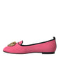 Dolce & Gabbana Pink Velvet Slip On Loafers Flats Shoes