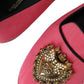 Dolce & Gabbana Pink Velvet Slip On Loafers Flats Shoes