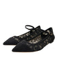 Dolce & Gabbana Black Taormina Lace Bellucci Flats Shoes