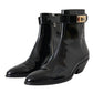 Dolce & Gabbana Black Logo Appliqué Leather Ankle Boots Shoes