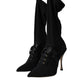 Dolce & Gabbana Black Stiletto Heels Mid Calf Boots Shoes