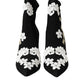 Dolce & Gabbana Black White Embroidery Slip On Boots Shoes