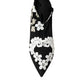 Dolce & Gabbana Black White Embroidery Slip On Boots Shoes