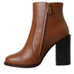 Dolce & Gabbana Brown Leather AMORE Heels Ankle Boots Shoes