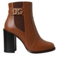 Dolce & Gabbana Brown Leather AMORE Heels Ankle Boots Shoes