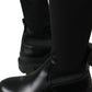 Dolce & Gabbana Black Leather Stretch Jersey Boots Shoes