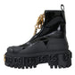 Dolce & Gabbana Black Rubber Embellished Trekking Boots Shoes