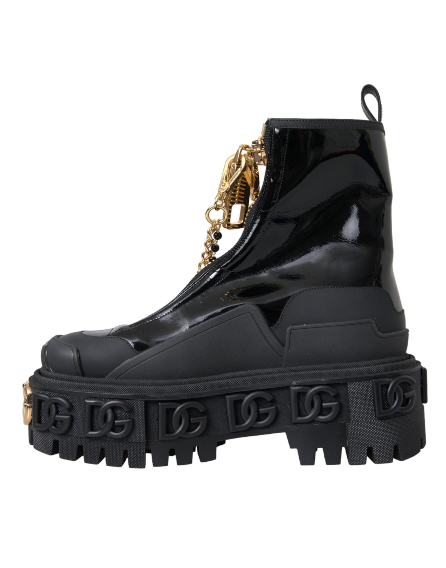 Dolce & Gabbana Black Rubber Embellished Trekking Boots Shoes