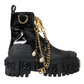 Dolce & Gabbana Black Rubber Embellished Trekking Boots Shoes