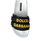 Dolce & Gabbana White Black Logo Beachwear Flats Sandals Shoes