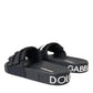 Dolce & Gabbana Black Logo Beachwear Flats Sandals Shoes