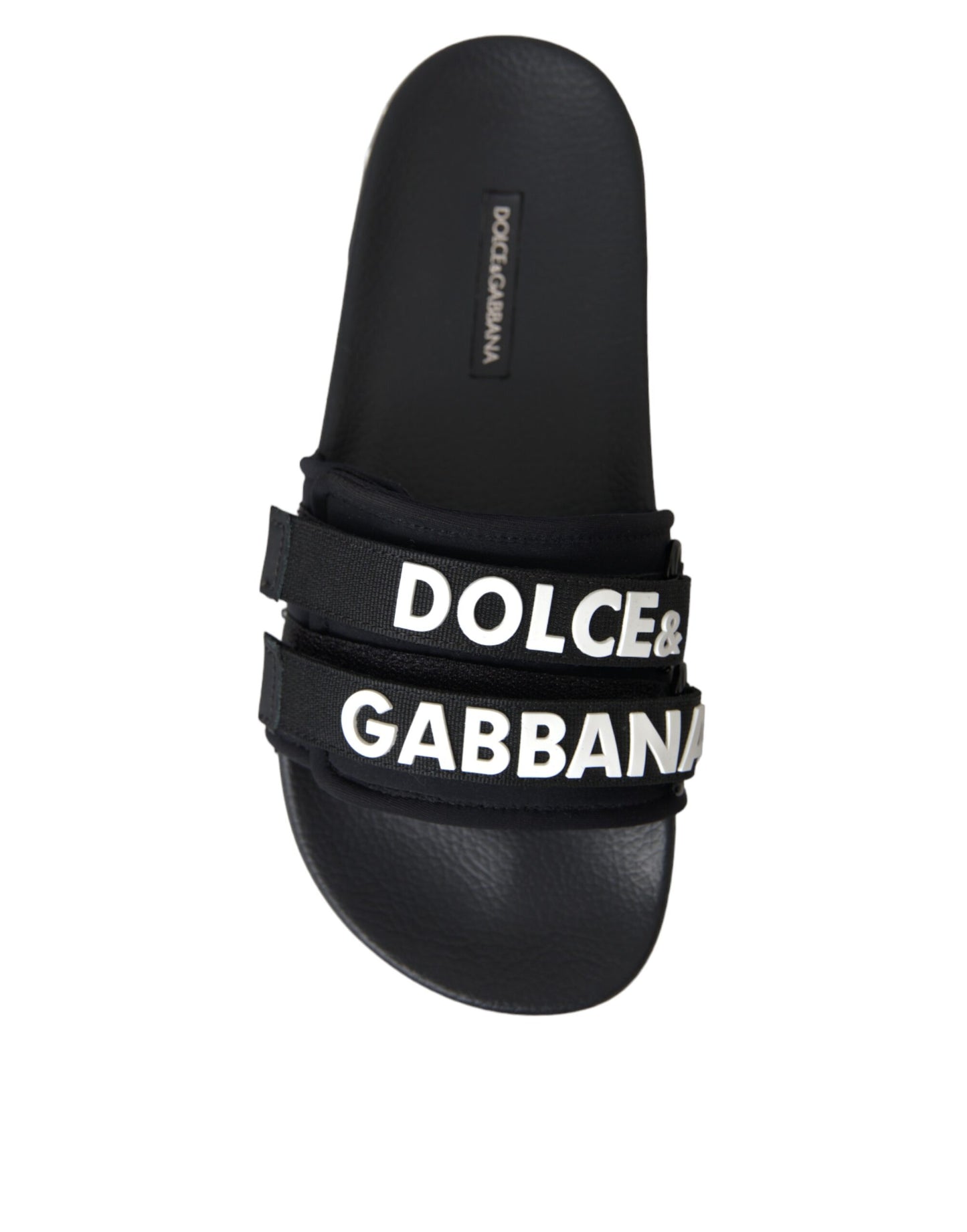 Dolce & Gabbana Black Logo Beachwear Flats Sandals Shoes