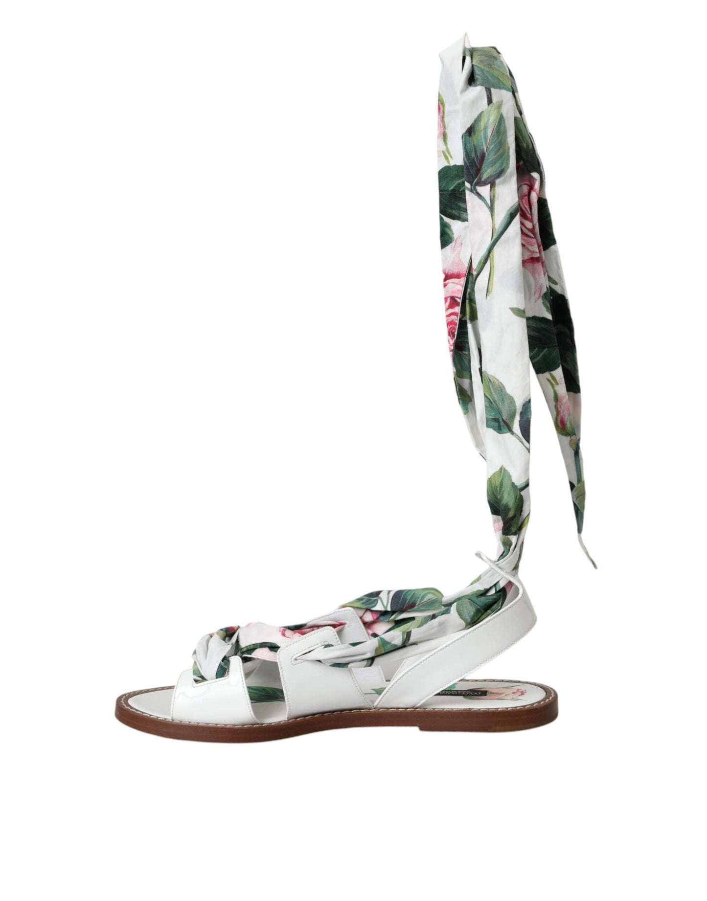 Dolce & Gabbana Multicolor Floral Print Ankle Wrap Sandals Shoes