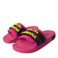 Dolce & Gabbana Pink Black Logo Beachwear Flats Sandals Shoes