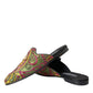 Dolce & Gabbana Multicolor Brocade DG Logo Mule Flat Sandals Shoes