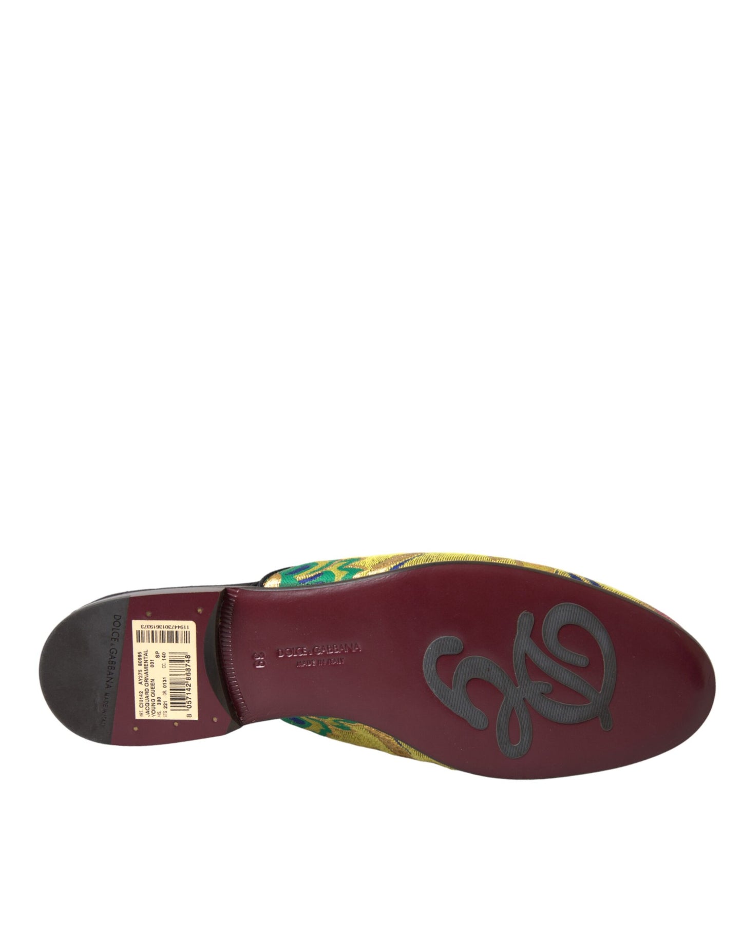 Dolce & Gabbana Multicolor Jacquard DG Logo Mule Flat Sandals Shoes